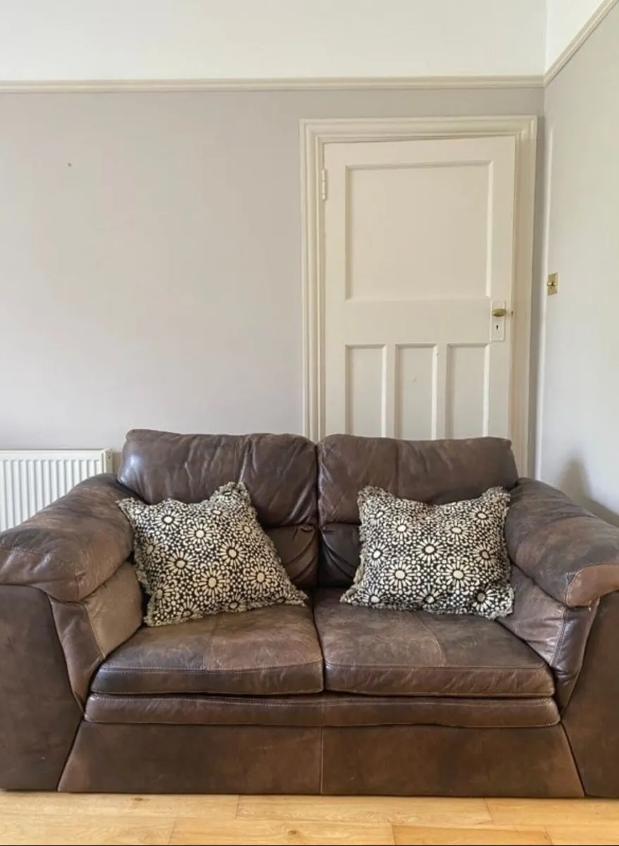 Really comfy DFS leather two seater sofa / couch - Image 1