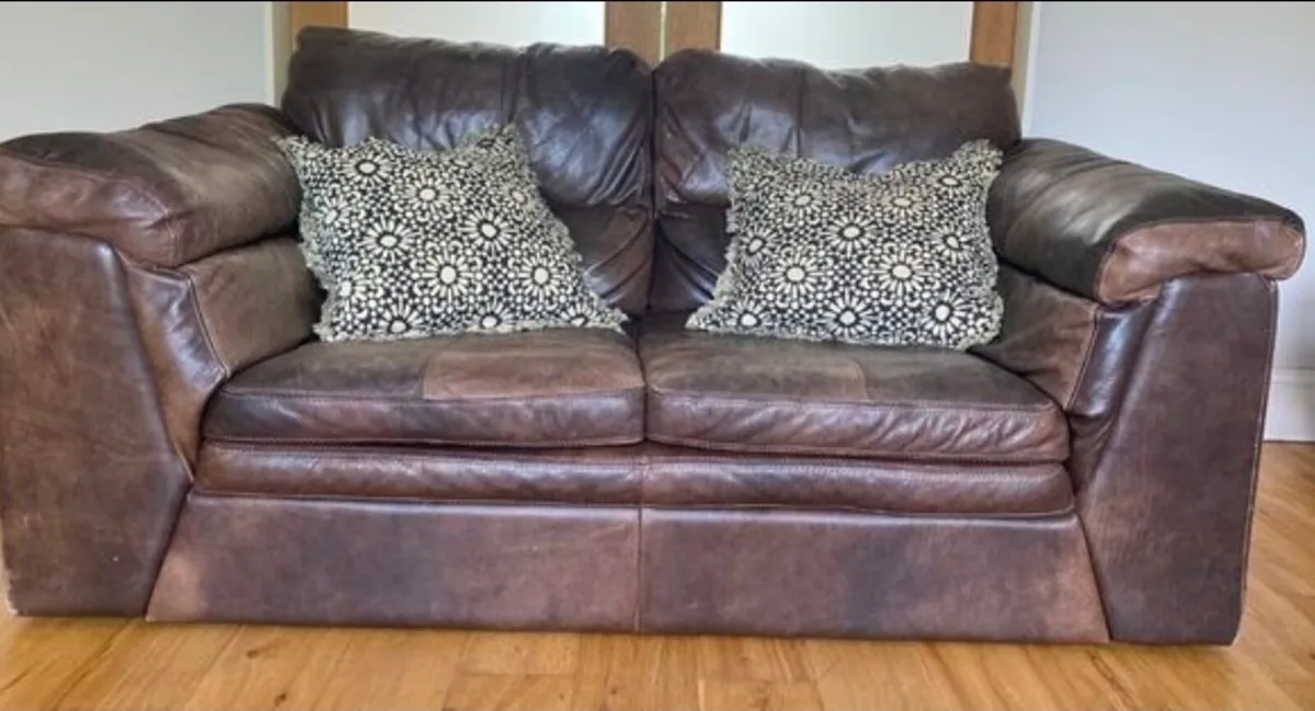 Really comfy DFS leather two seater sofa / couch - Image 2
