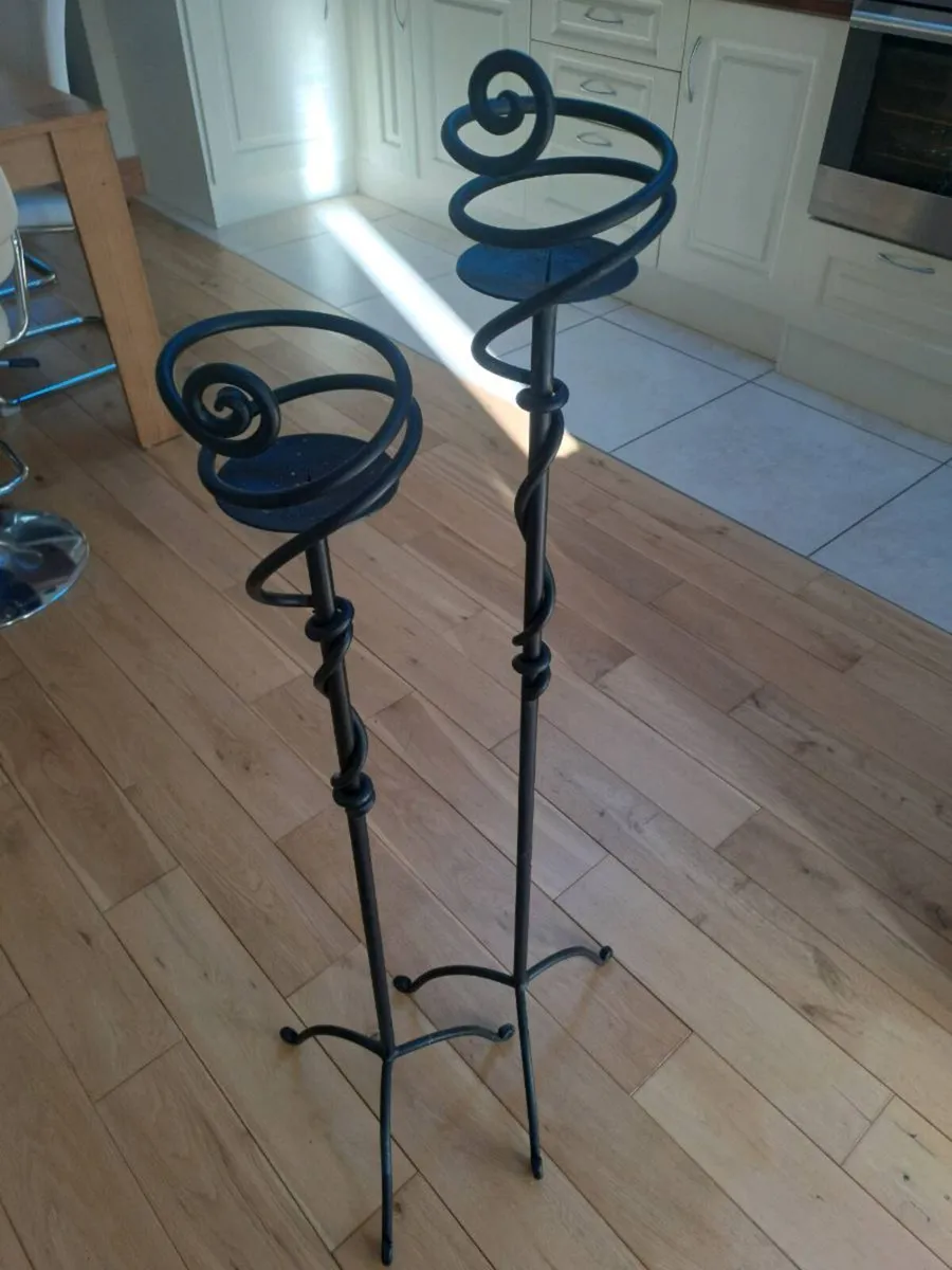 Cast Iron tall Candle stands - Image 1