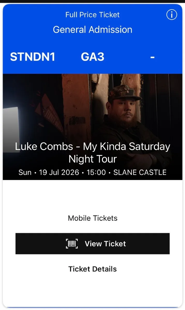 Luke Combs Tickets x 2 - Image 1