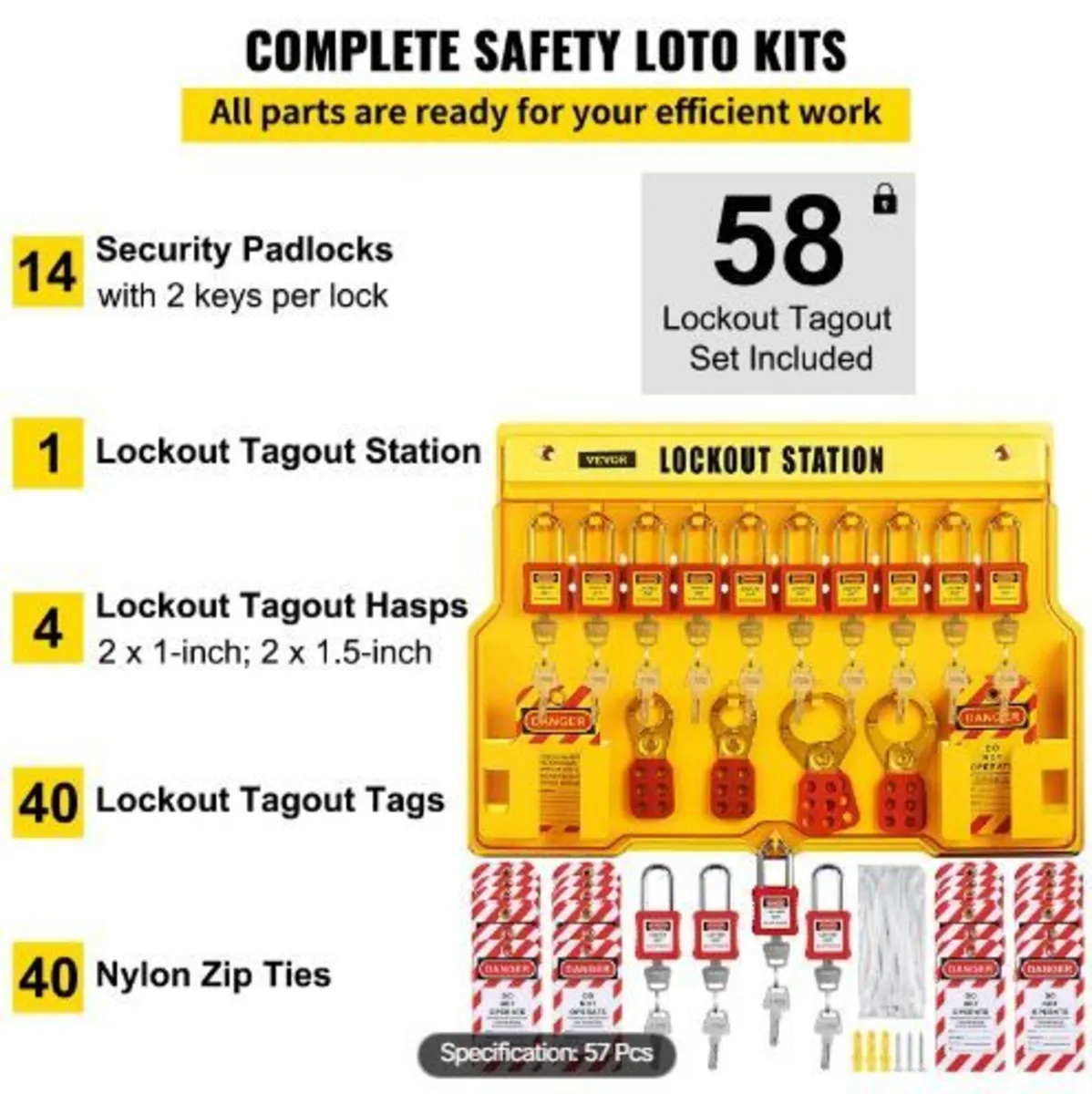58 PCS Lockout Tagout Kits - Image 3