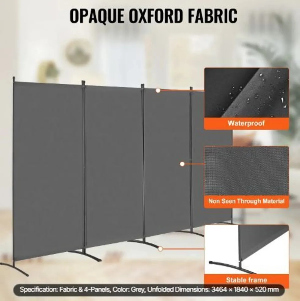 Room Divider, 4 Panels Room Divider - Image 2