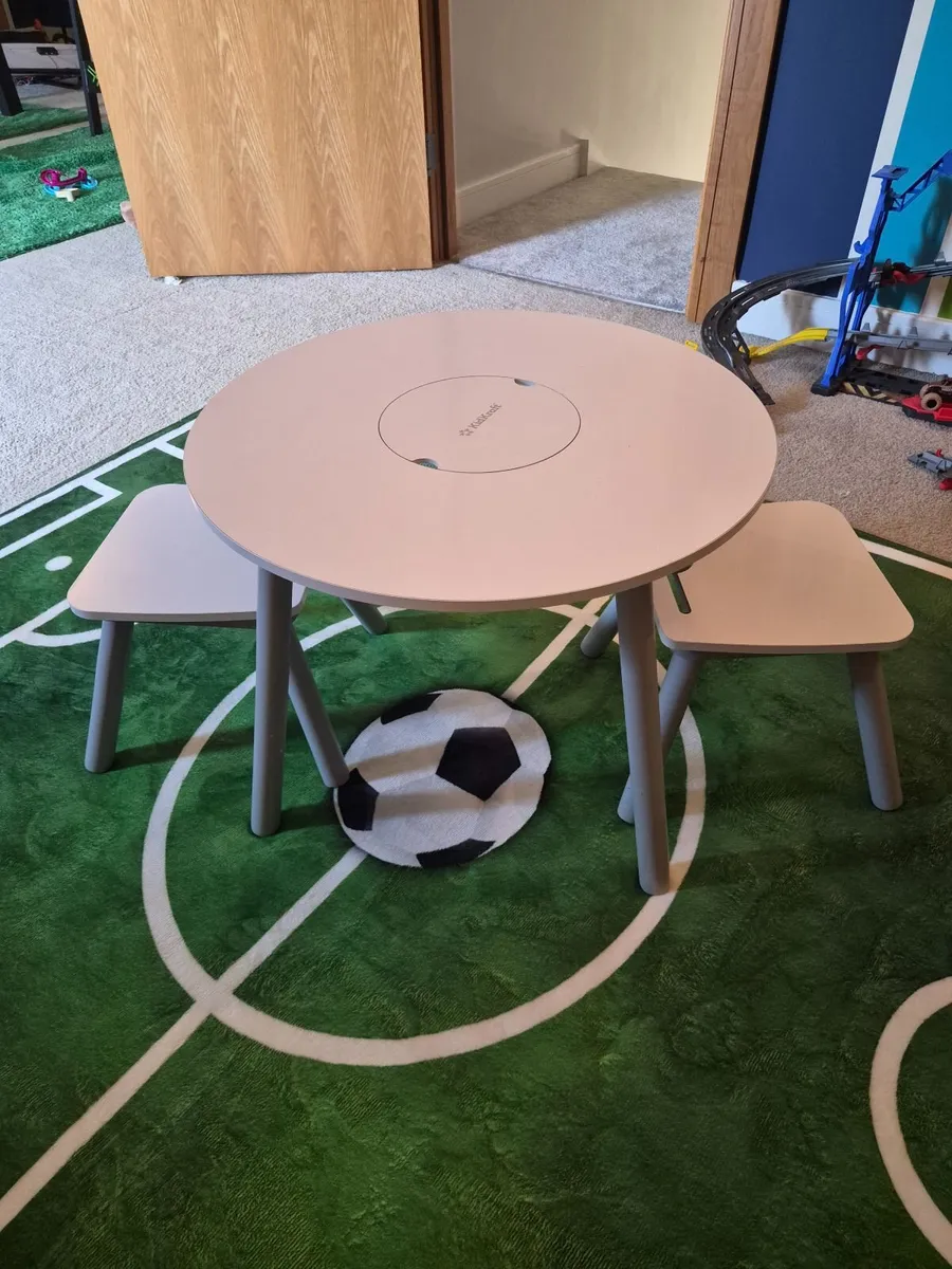 Wooden Children's Table & 2 Matching Stools - Image 1