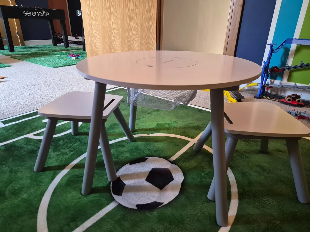 Wooden Children's Table & 2 Matching Stools - Image 2