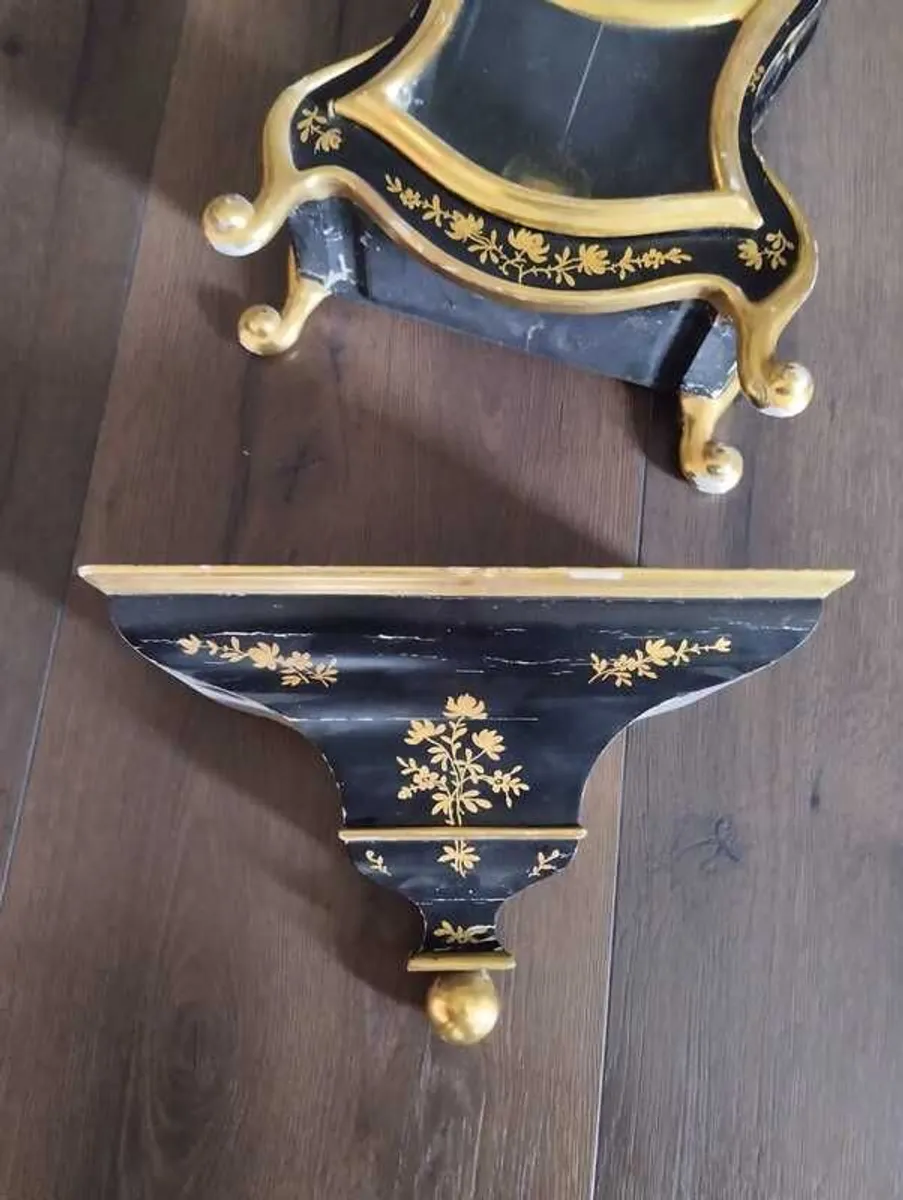 Original 19th-Century French Bracket Clock Set with Wall Console Professionally Serviced! - Image 3