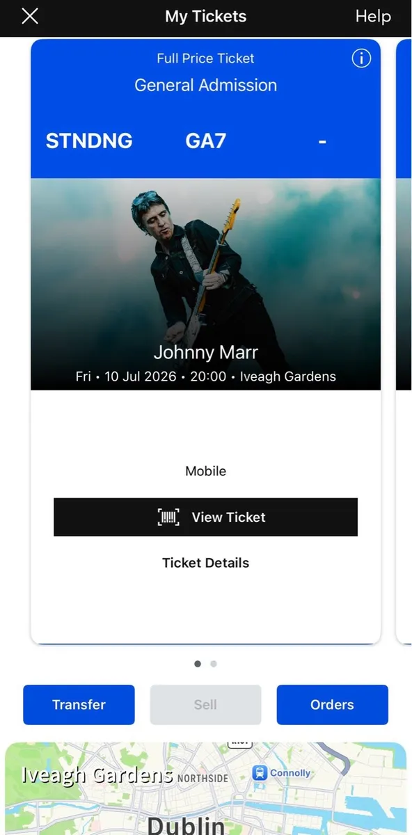 Johnny Marr tickets. Iveagh Gardens