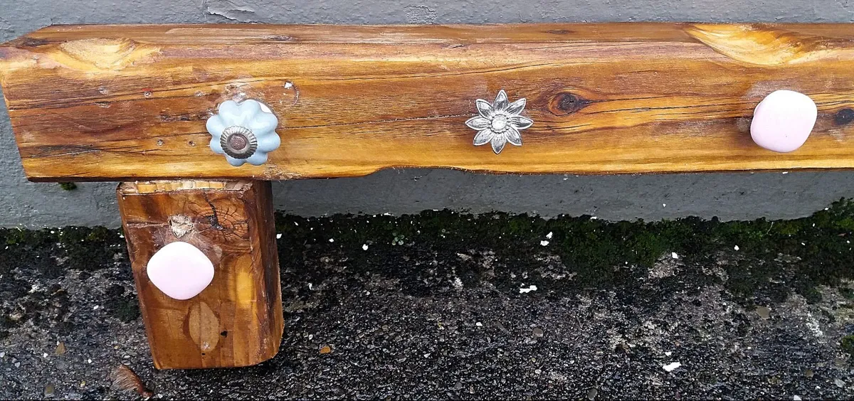Rustic Wood Beam Stove Mantle / shelf / coat rack - Image 3