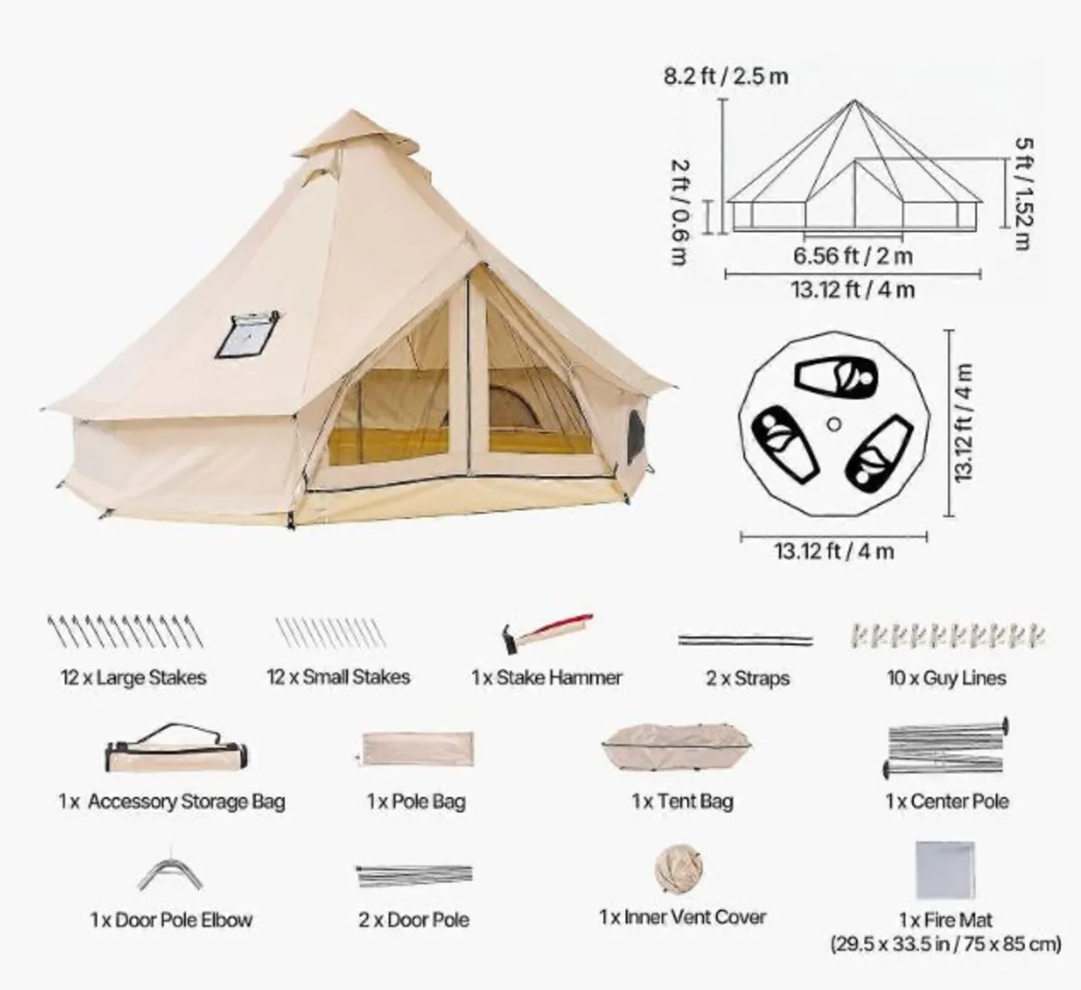 Oxford Bell Tent,4 Seasons  Yurt Tent, 4M / 13.2ft - Image 2