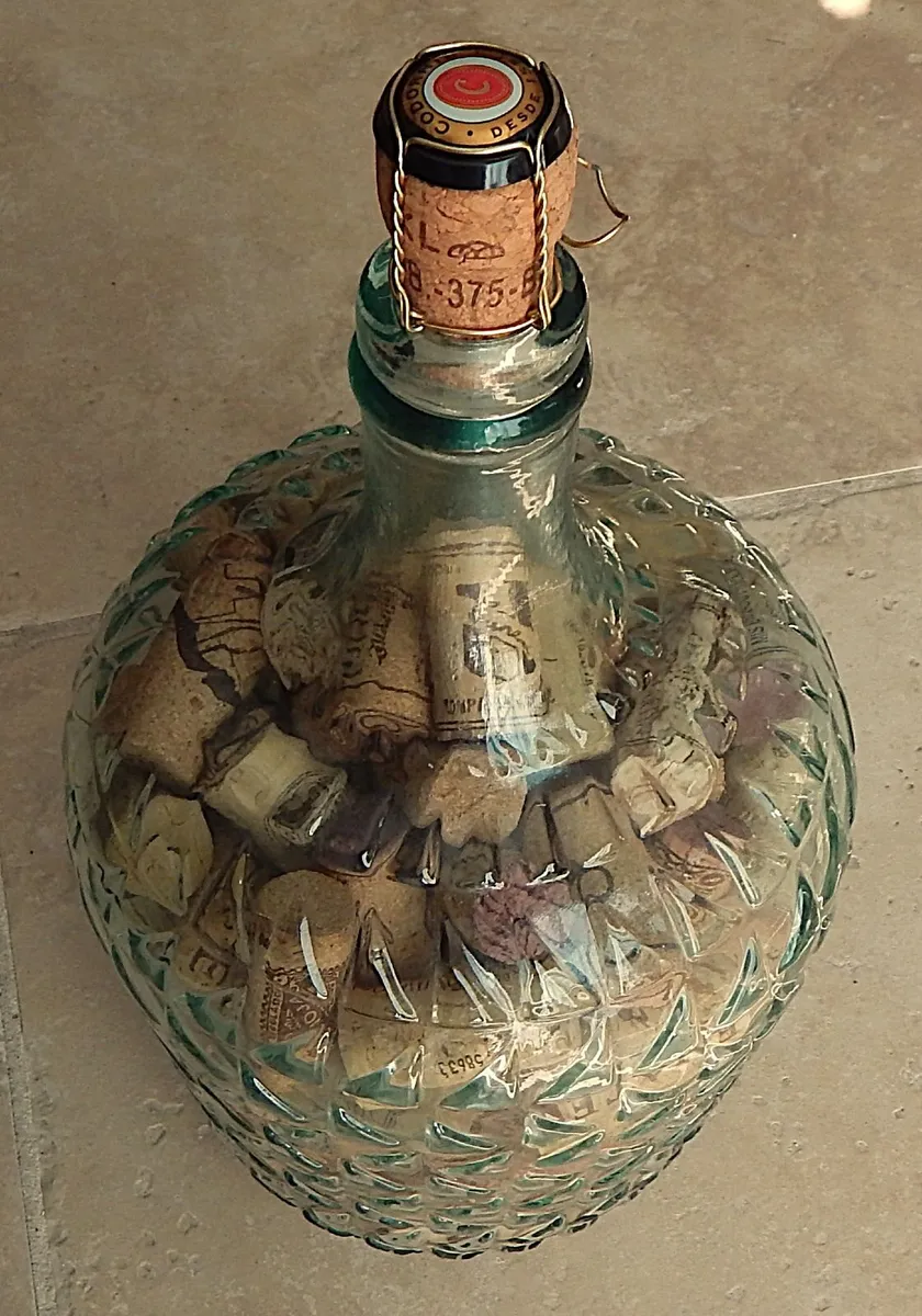 Novelty Ornate Glass Bottle of Wine Corks - Image 2