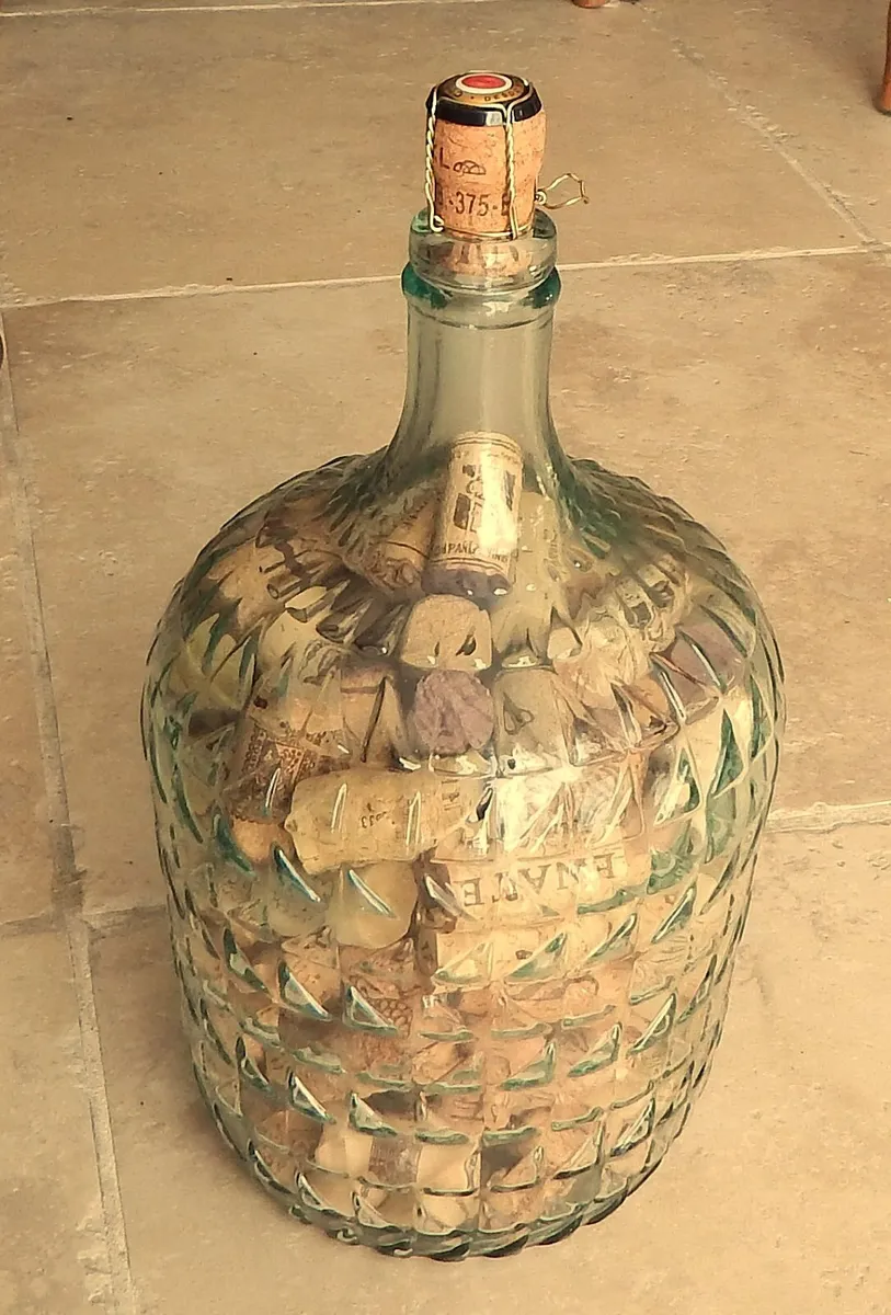 Novelty Ornate Glass Bottle of Wine Corks - Image 1