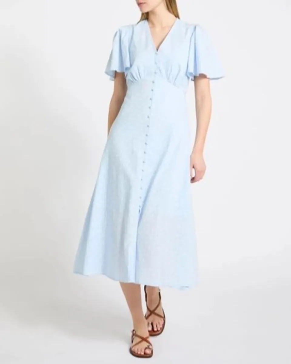 NEW Polka Dot Button-Through Cotton Tea Dress - Image 1
