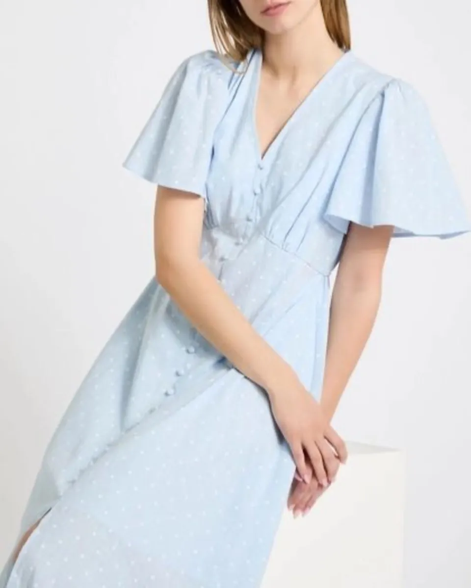 NEW Polka Dot Button-Through Cotton Tea Dress - Image 2
