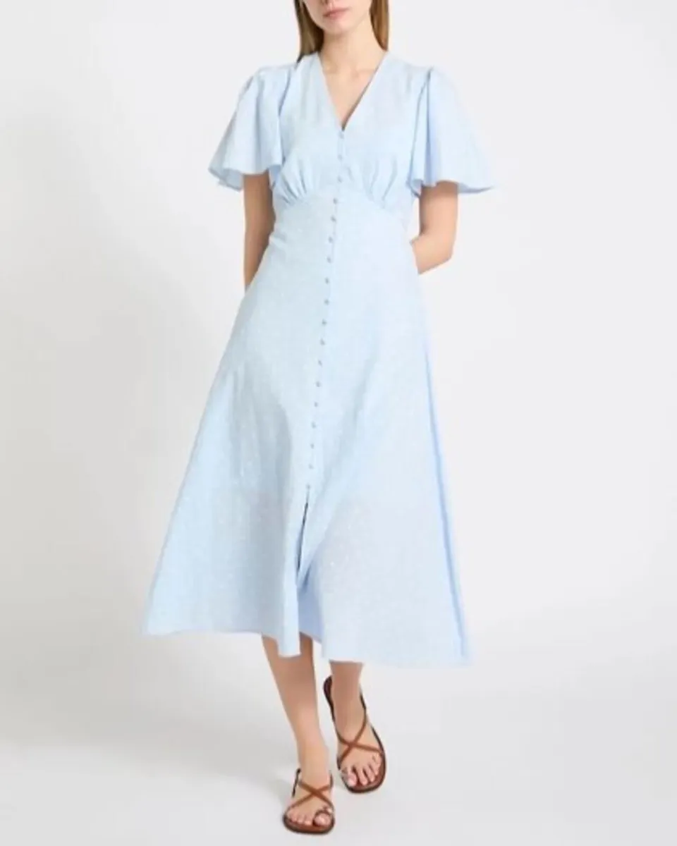 NEW Polka Dot Button-Through Cotton Tea Dress - Image 3