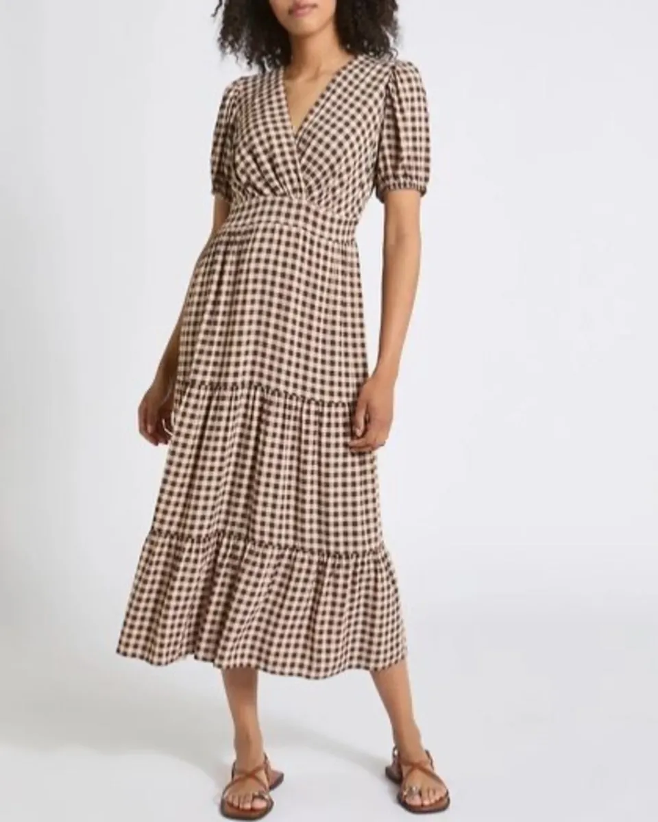NEW Gingham Midi Dress: Size 18 - Image 3