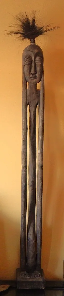 Large Hand Carved Wood African Tribal Sculpture - Image 4