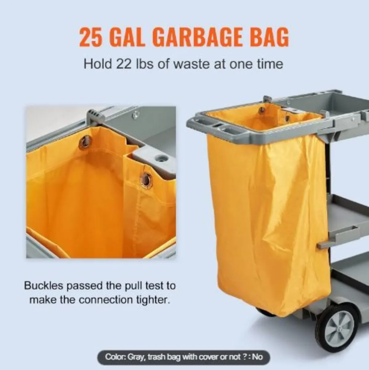 Cleaning Cart, 3-Shelf Commercial - Image 4