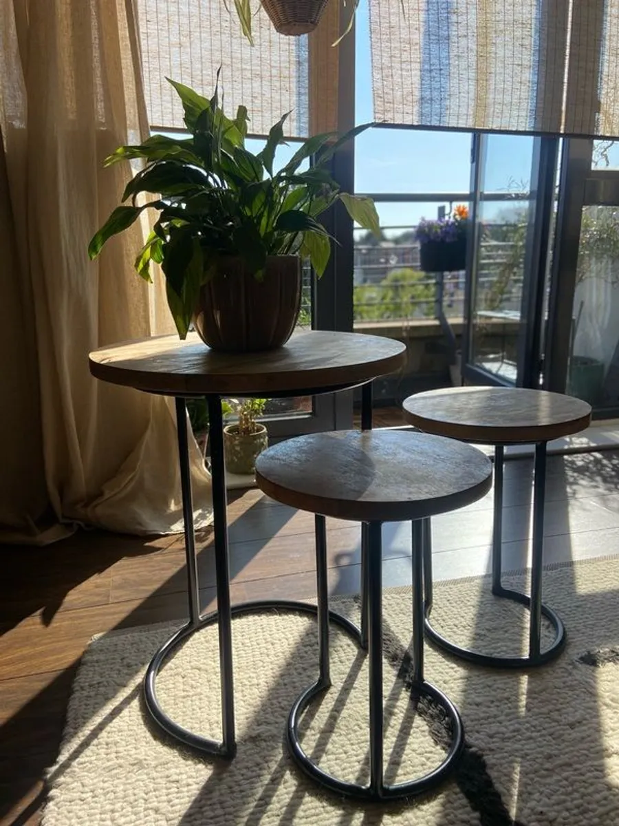 Helen James Considered Chevron Wood Table Nest - Image 1
