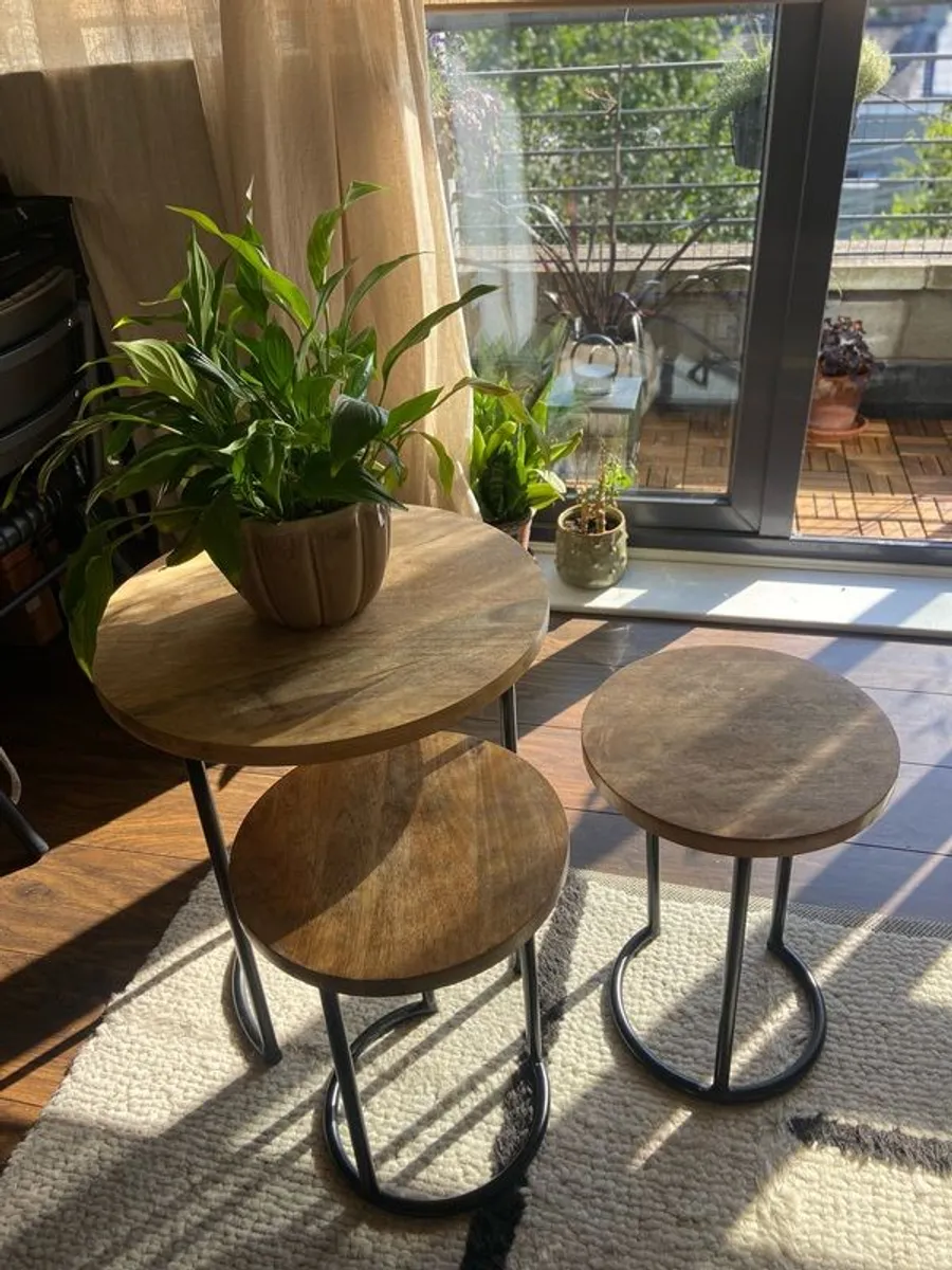 Helen James Considered Chevron Wood Table Nest - Image 2
