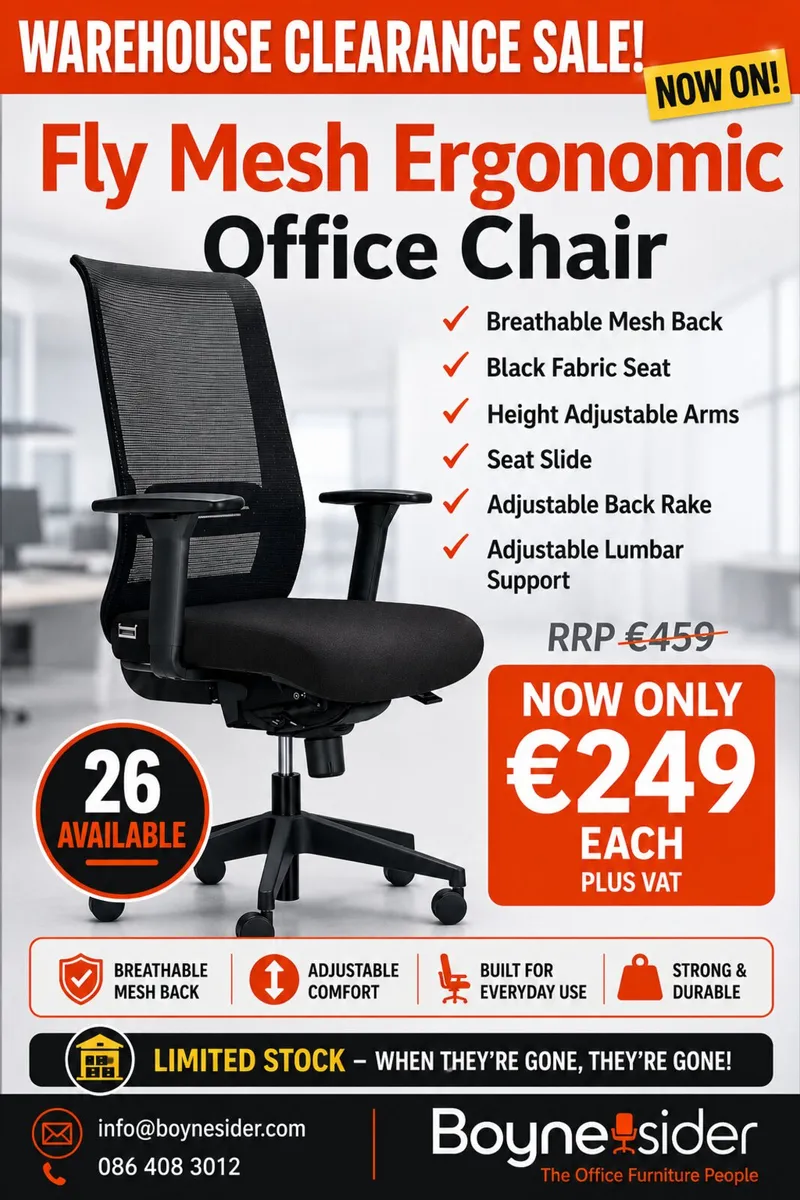 Fly mesh office chairs x 26 only now €249  each