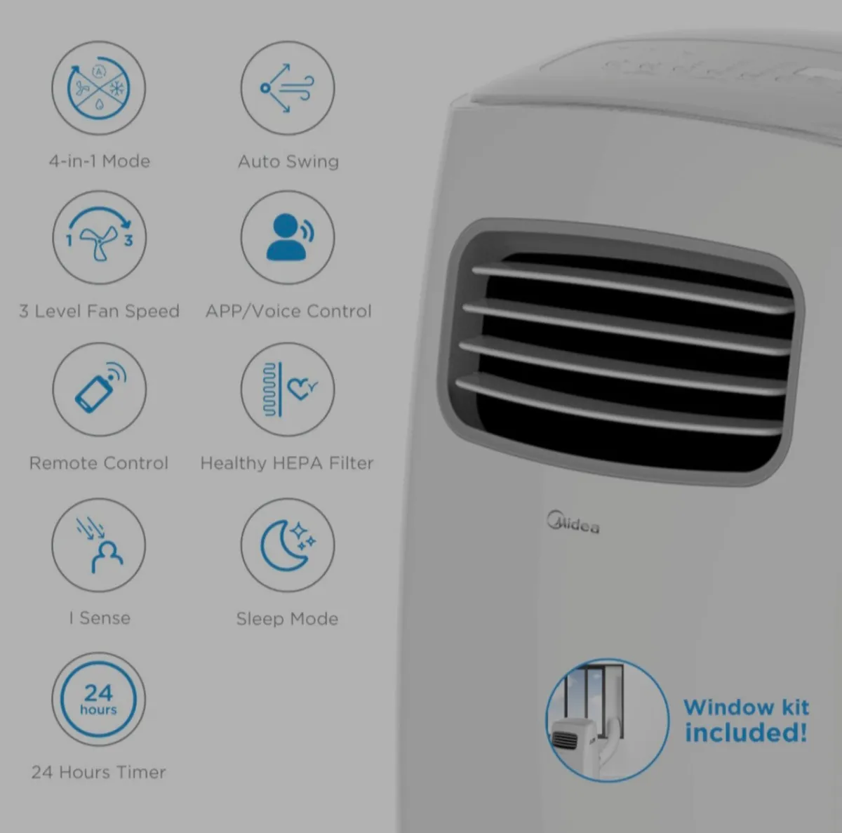 Midea 9,000 BTU Portable Air Conditioner (Wi-Fi & - Image 3
