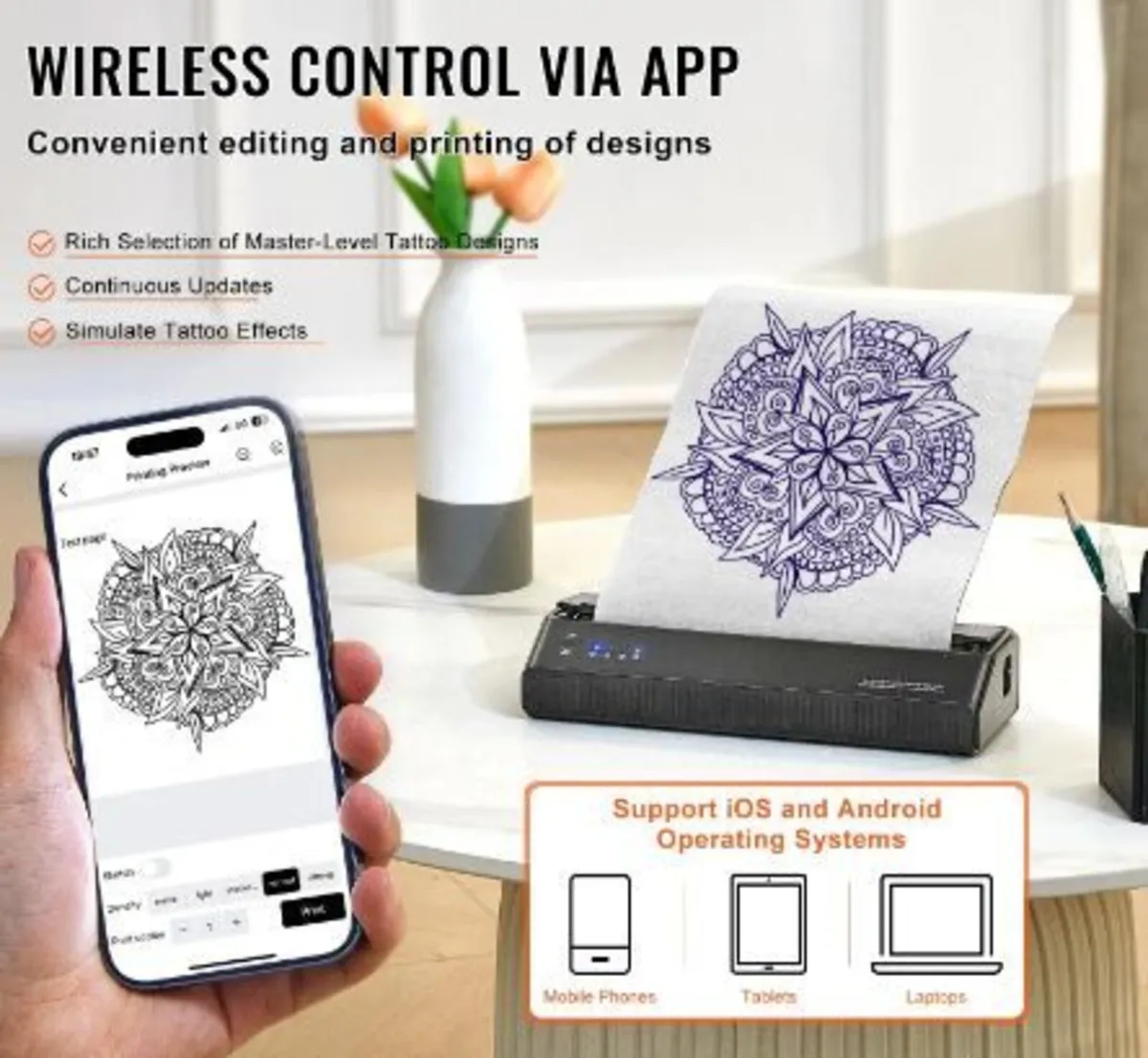 Tattoo Transfer Stencil Printer, Wireless Bluetoot - Image 2