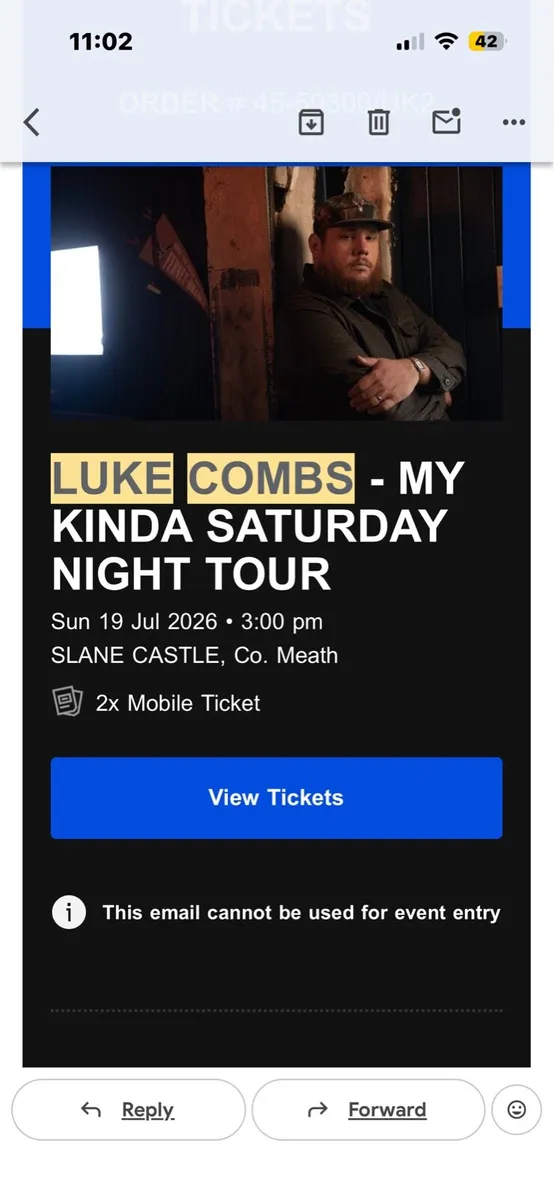 Two Luke combs Sunday tickets