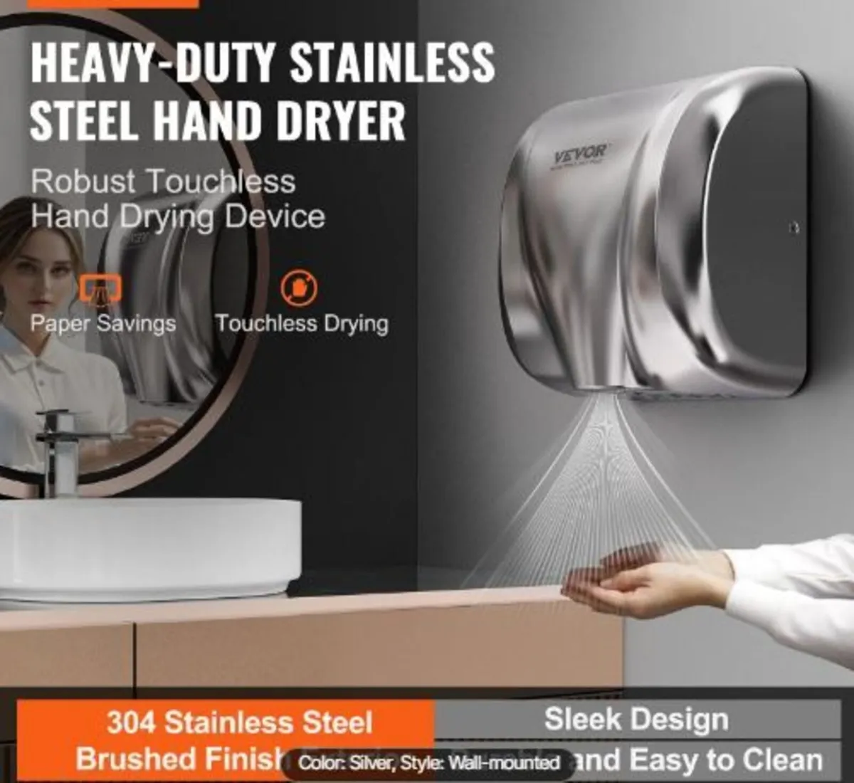 Heavy Duty Commercial Hand Dryer, 1800W - Image 2