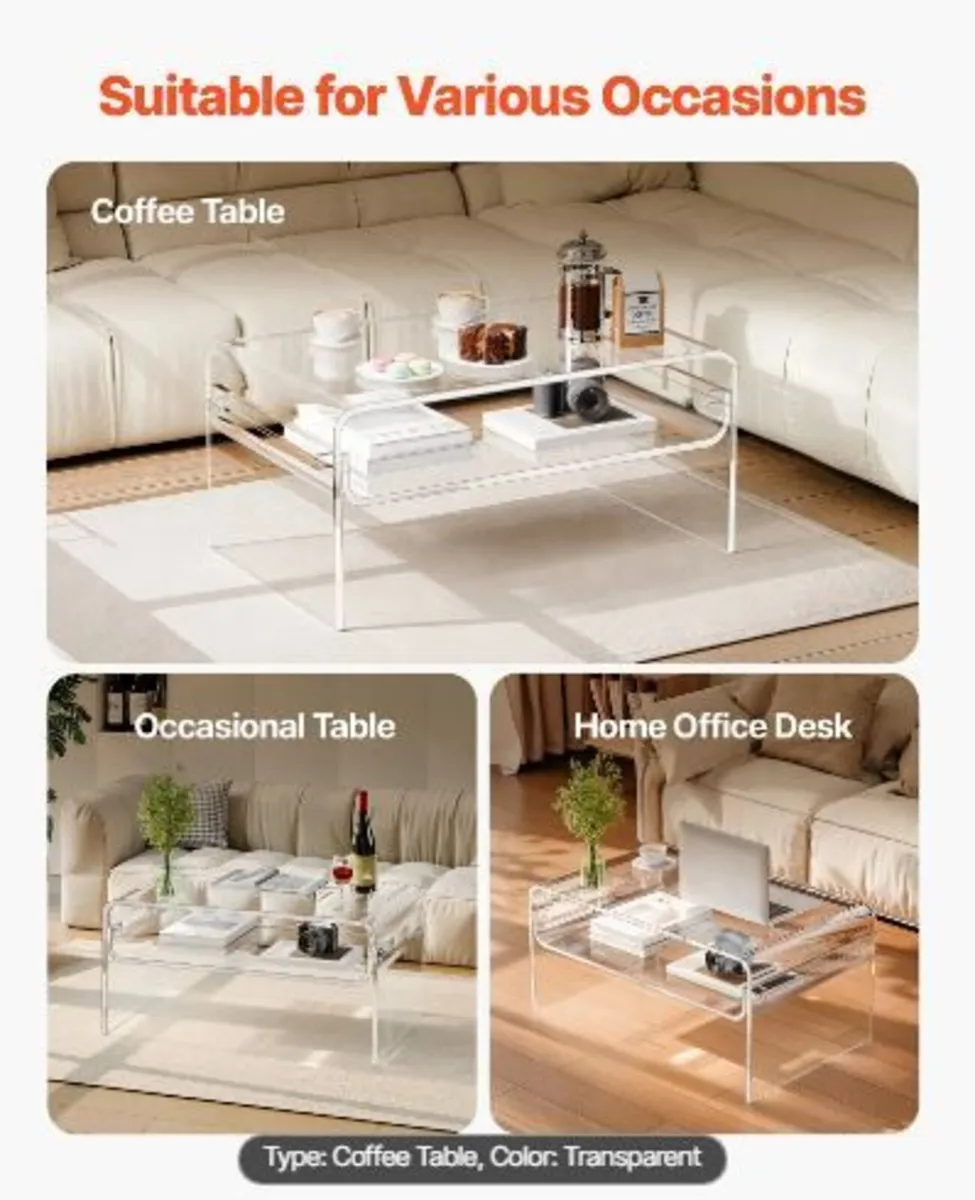 Acrylic Coffee Table, 2 Tiers - Image 2