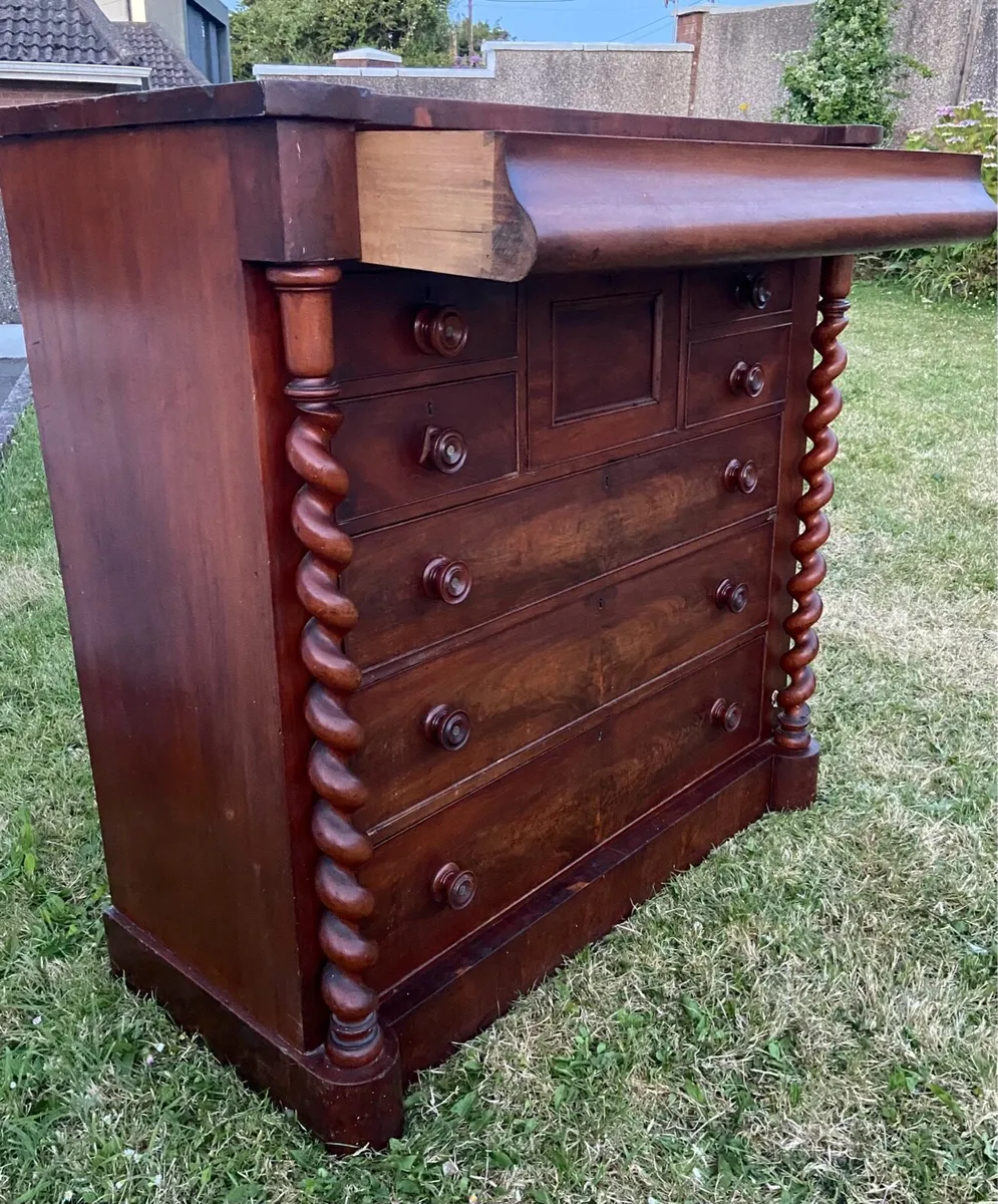 Victorian tall chest drawers - Image 4