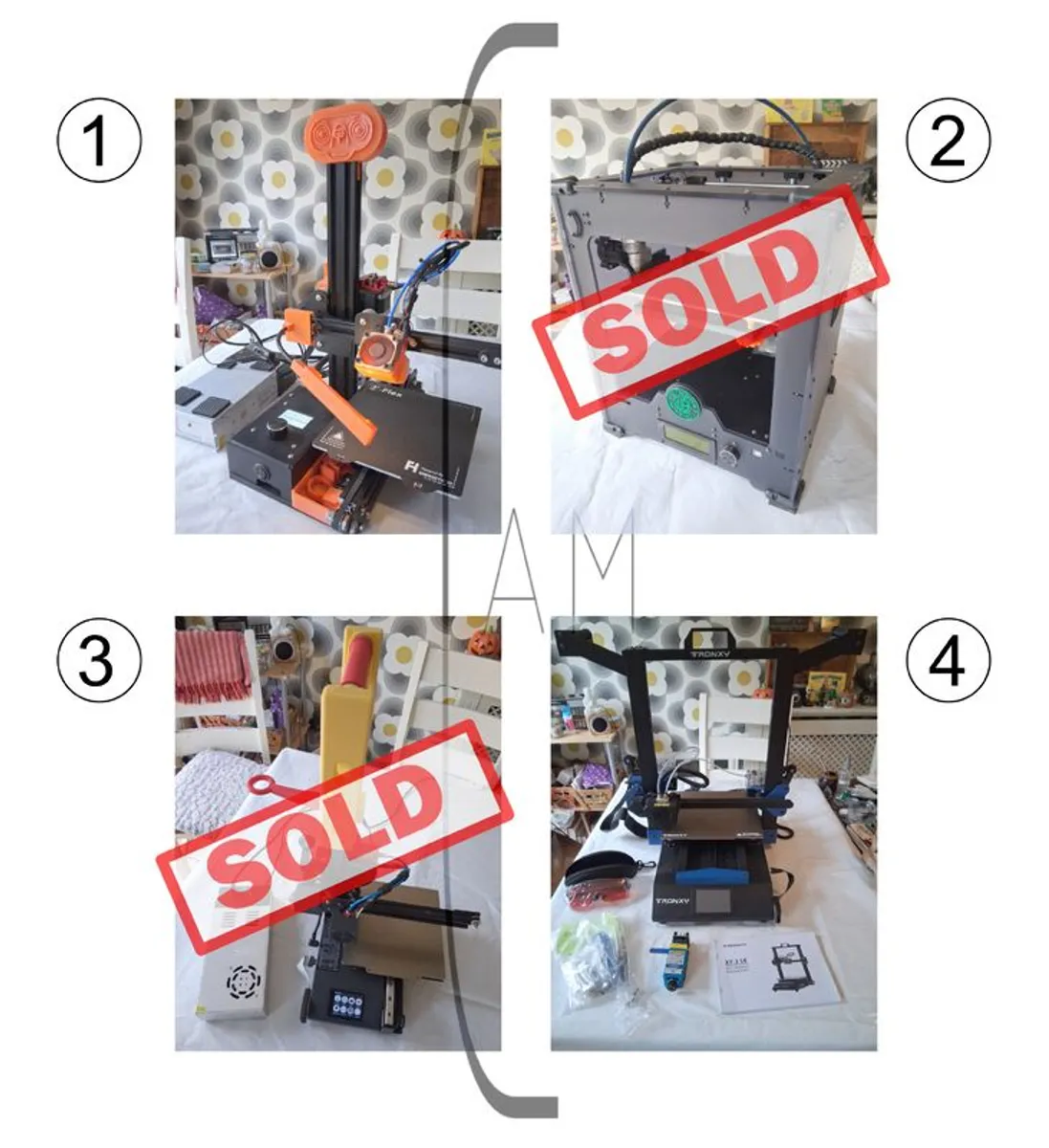 3D printers (2 units), sold as a set of 2 or individually.