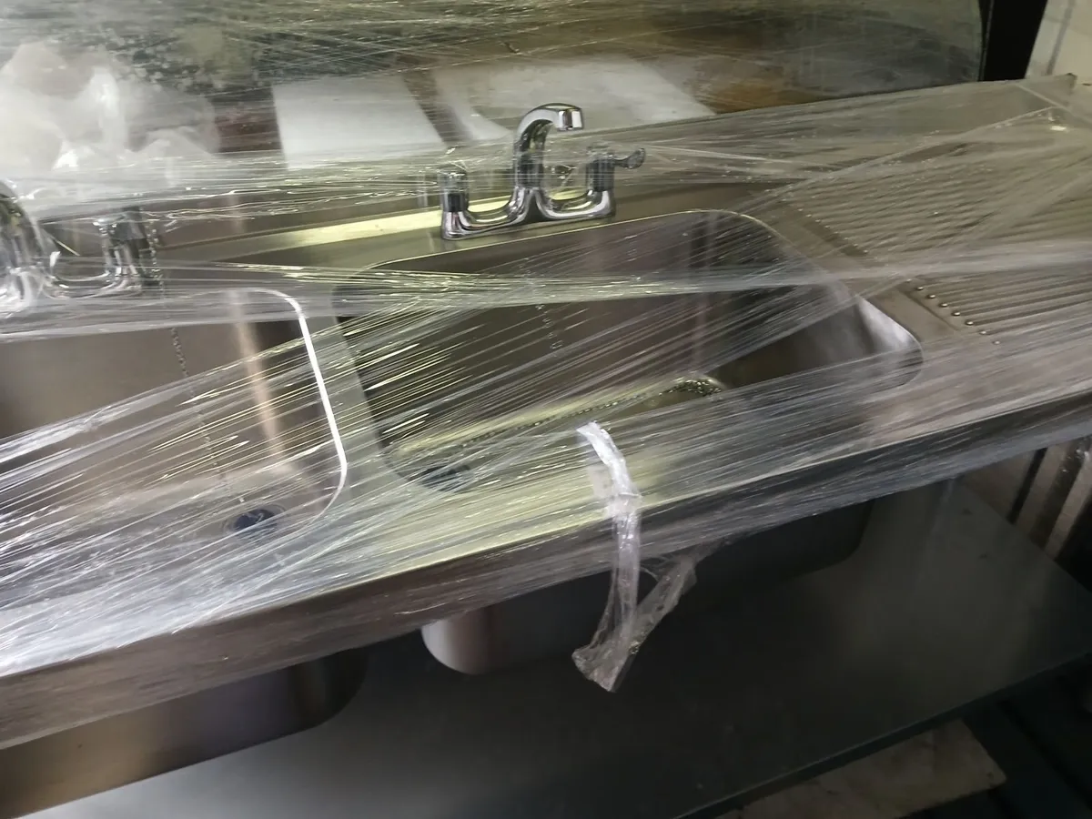 Staneless steel cabbinet double sink unit complet. - Image 2
