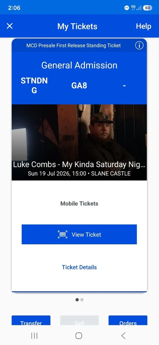 2 Luke Combs tickets 19th July