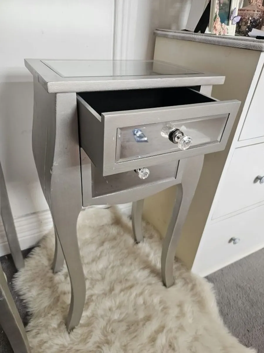 2 x Silver bedside lockers - Image 2