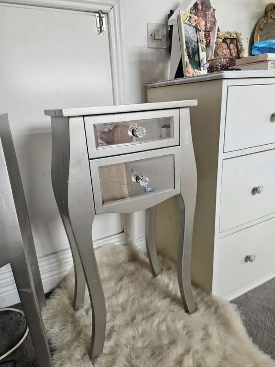 2 x Silver bedside lockers - Image 1