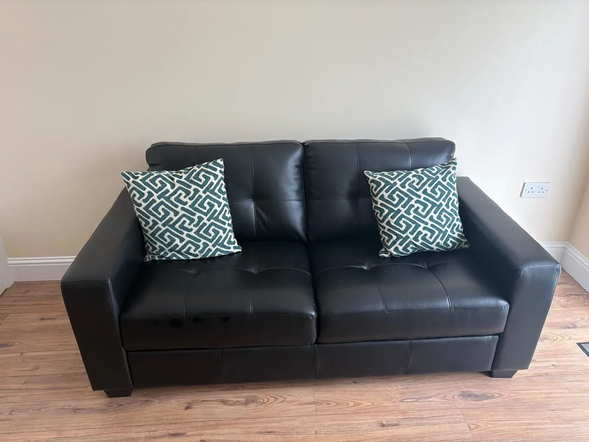 Black Leather Couches - Image 2