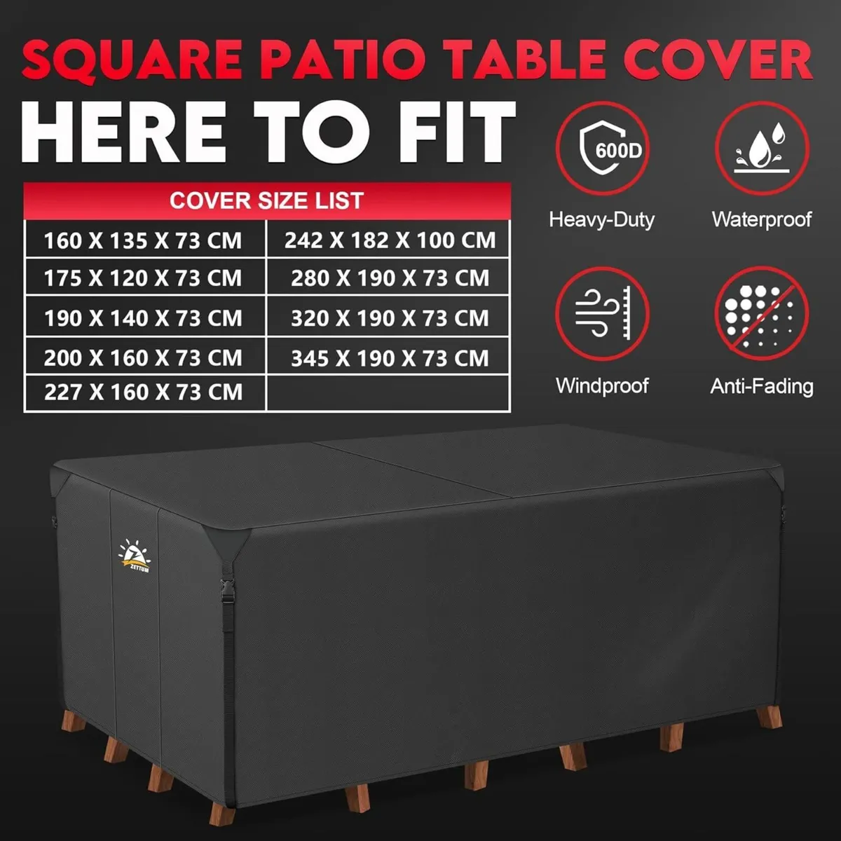 Furniture Cover 242 *182*100cm Garden Table Cover - Image 4