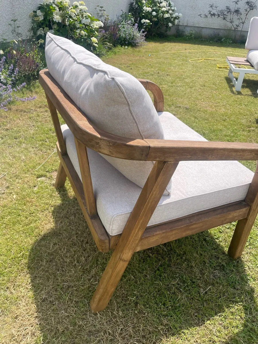 Solid Wood Garden Armchairs x 2 - Image 2
