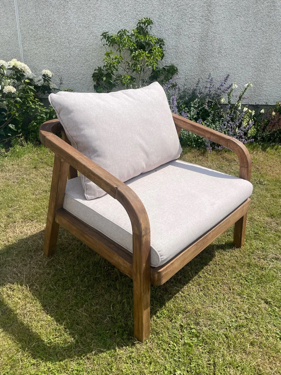 Solid Wood Garden Armchairs x 2 - Image 1
