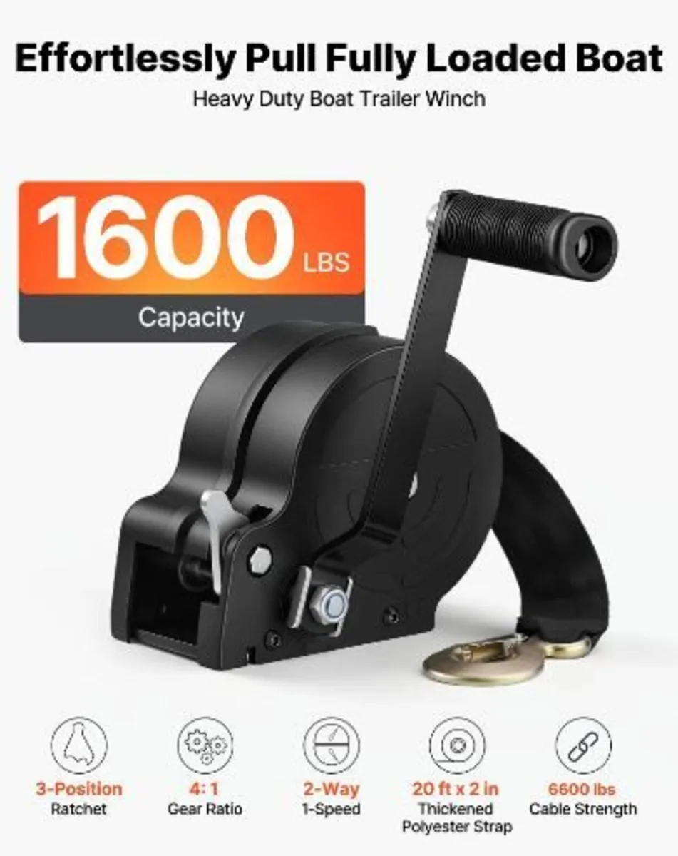 Boat Winch, 726 kg Hand Winch - Image 3