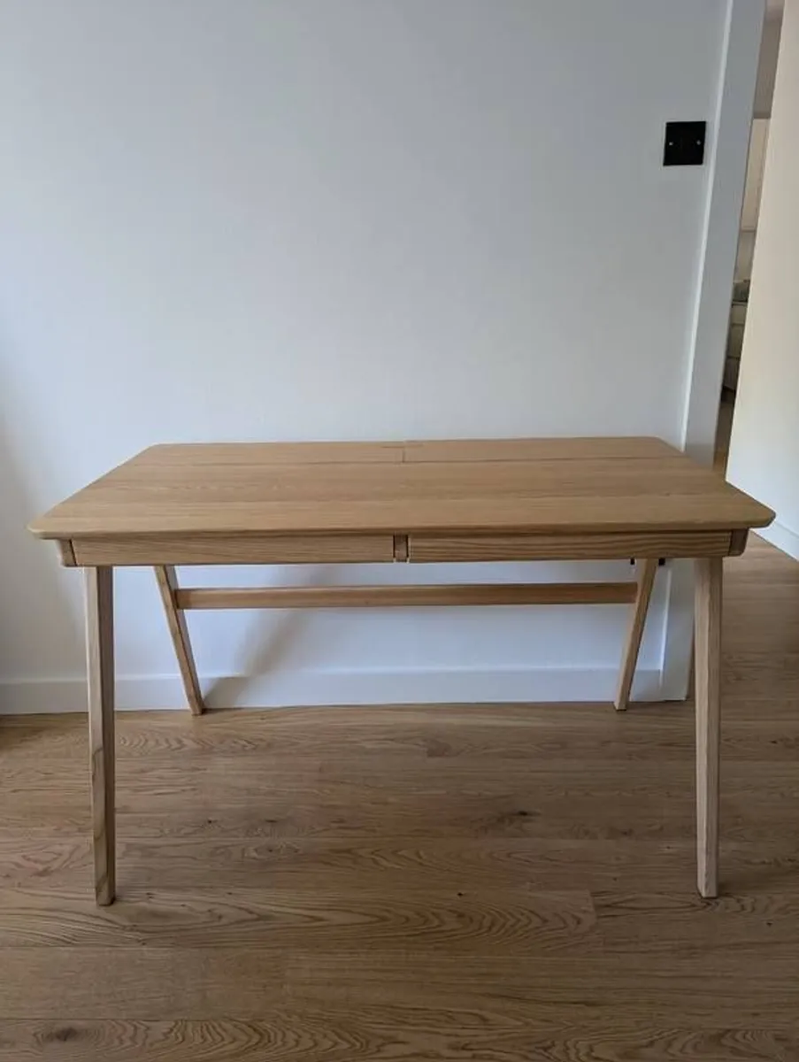 Desk in veneer and solid ash wood 120 x 65 cm. - Image 1