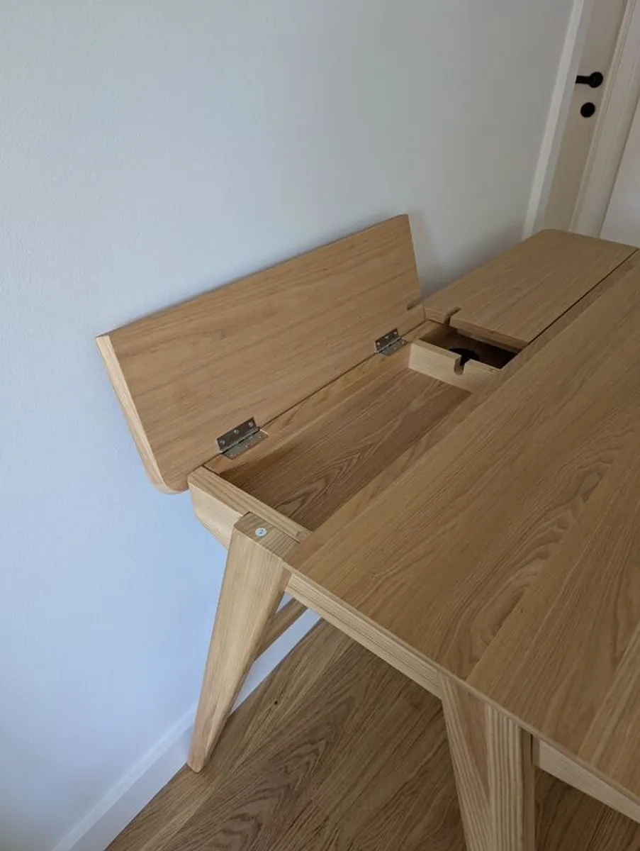 Desk in veneer and solid ash wood 120 x 65 cm. - Image 2