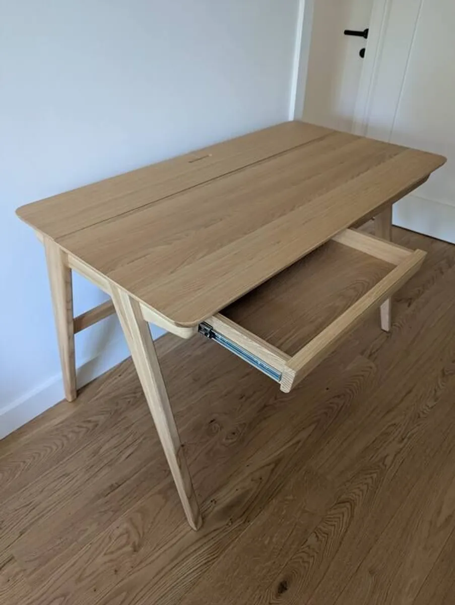 Desk in veneer and solid ash wood 120 x 65 cm. - Image 3