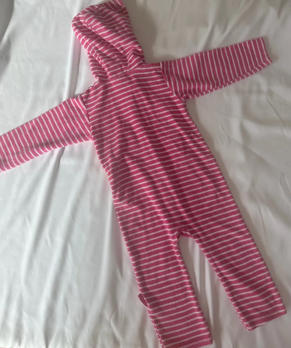 Jojo Maman Bebe Pink Giraffe Towelling All-In-One - Image 2