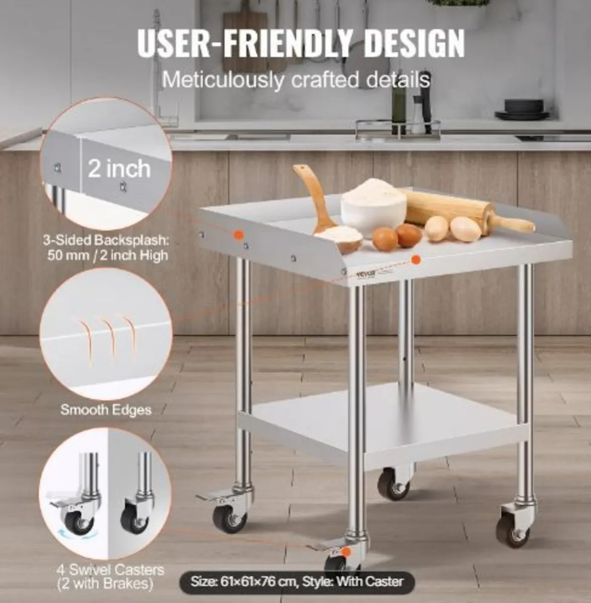 Stainless Steel Work Table 61x61 cm - Image 4