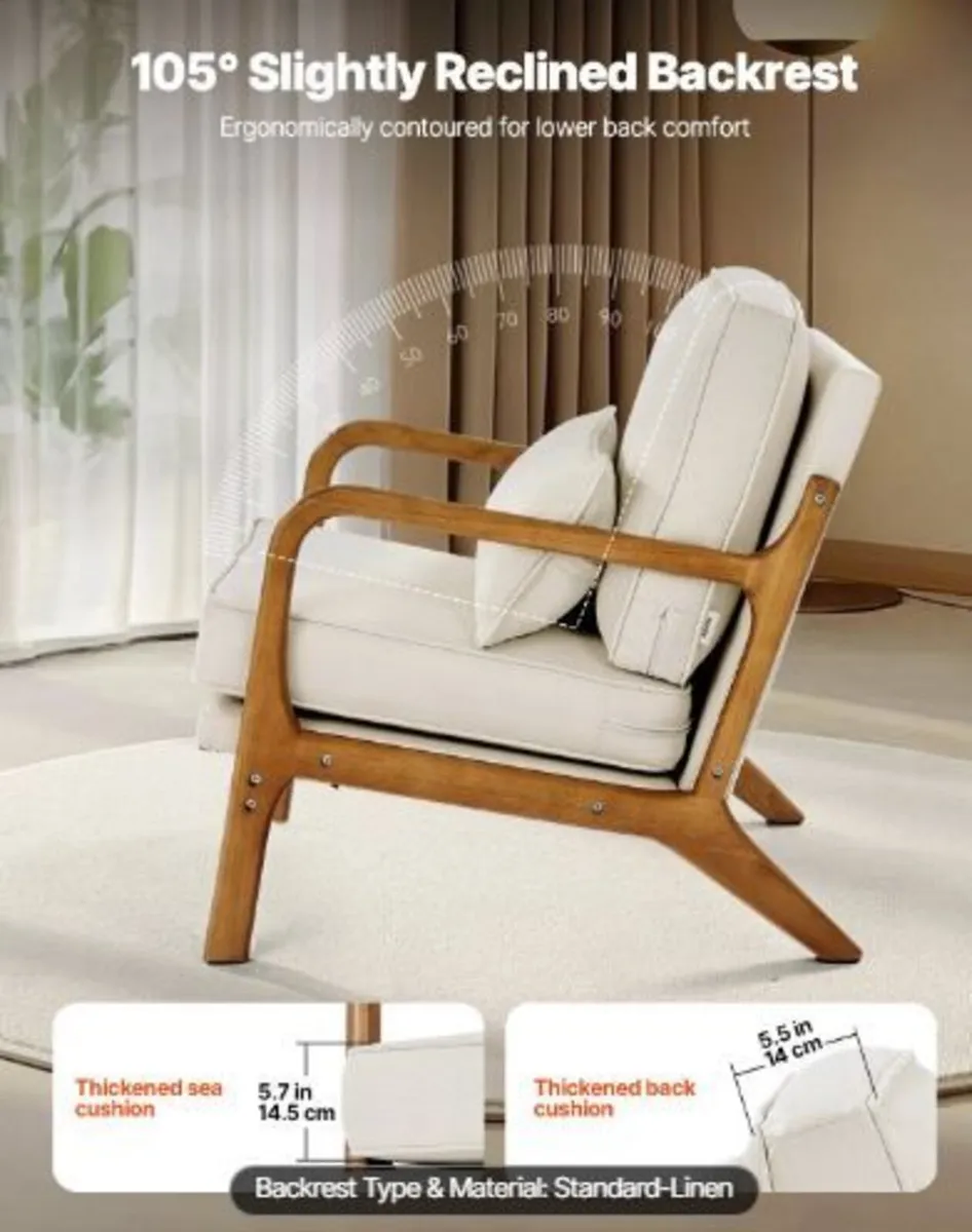 Accent Chair, Mid Century Modern Armchair - Image 4