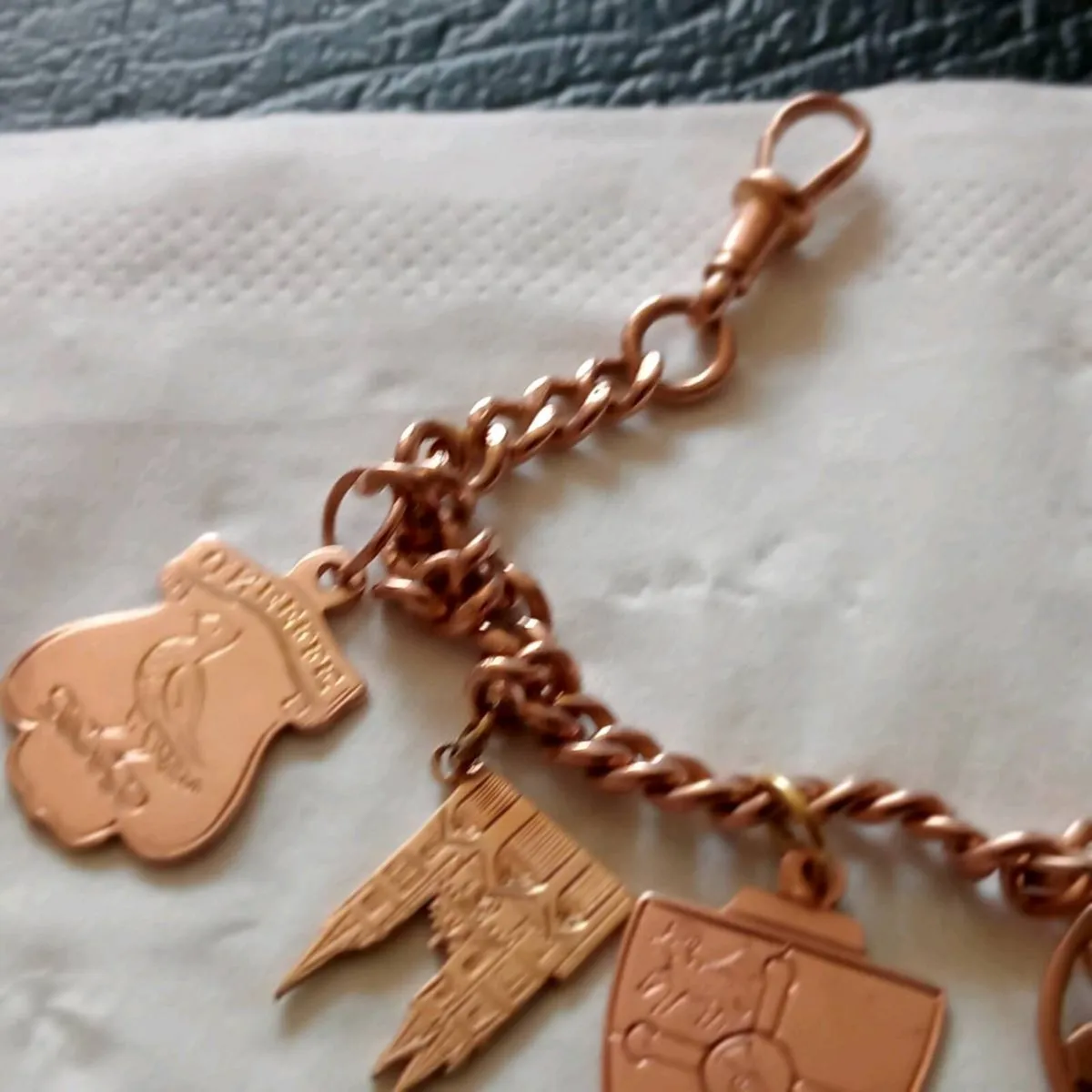 SUPER RARE 9CT ROSE GOLD CHARM BRACELET - Image 4