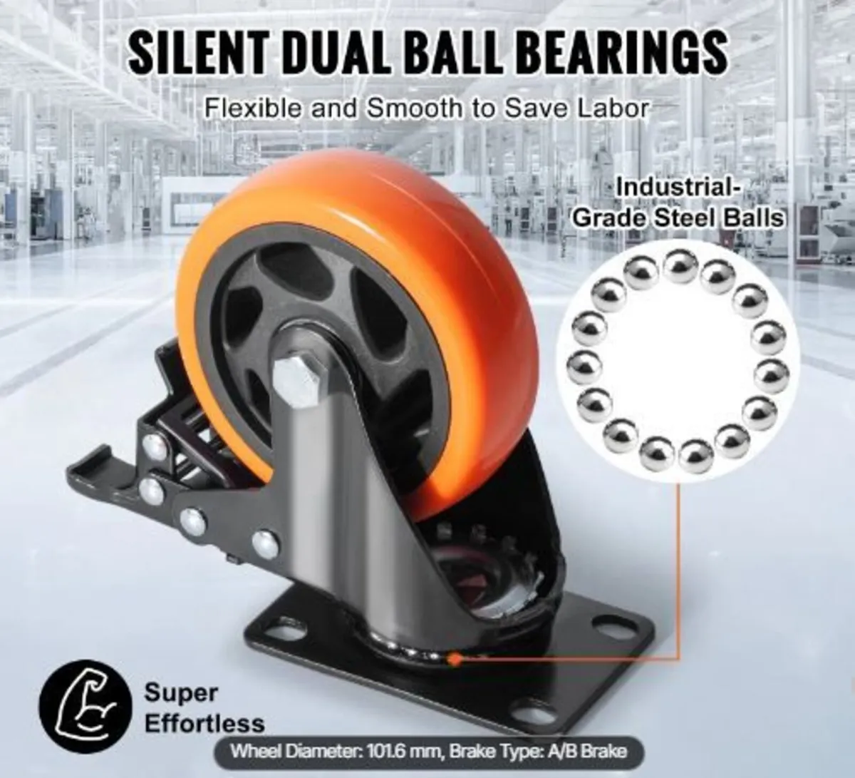 Caster Wheels, 10.1 cm Swivel Plate Casters - Image 3