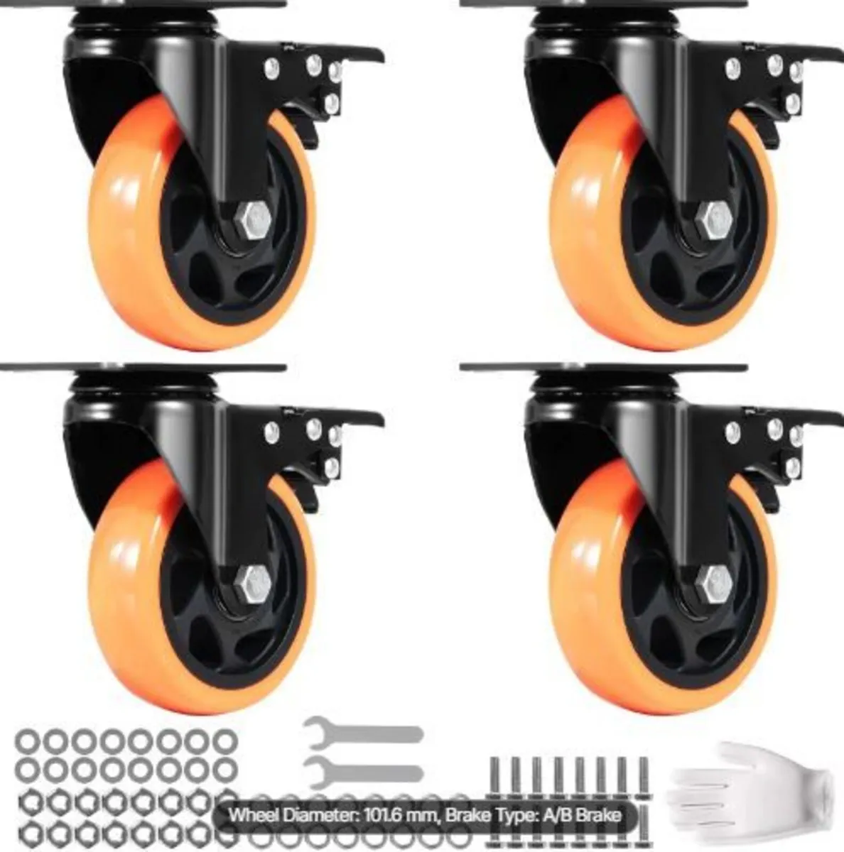 Caster Wheels, 10.1 cm Swivel Plate Casters - Image 1