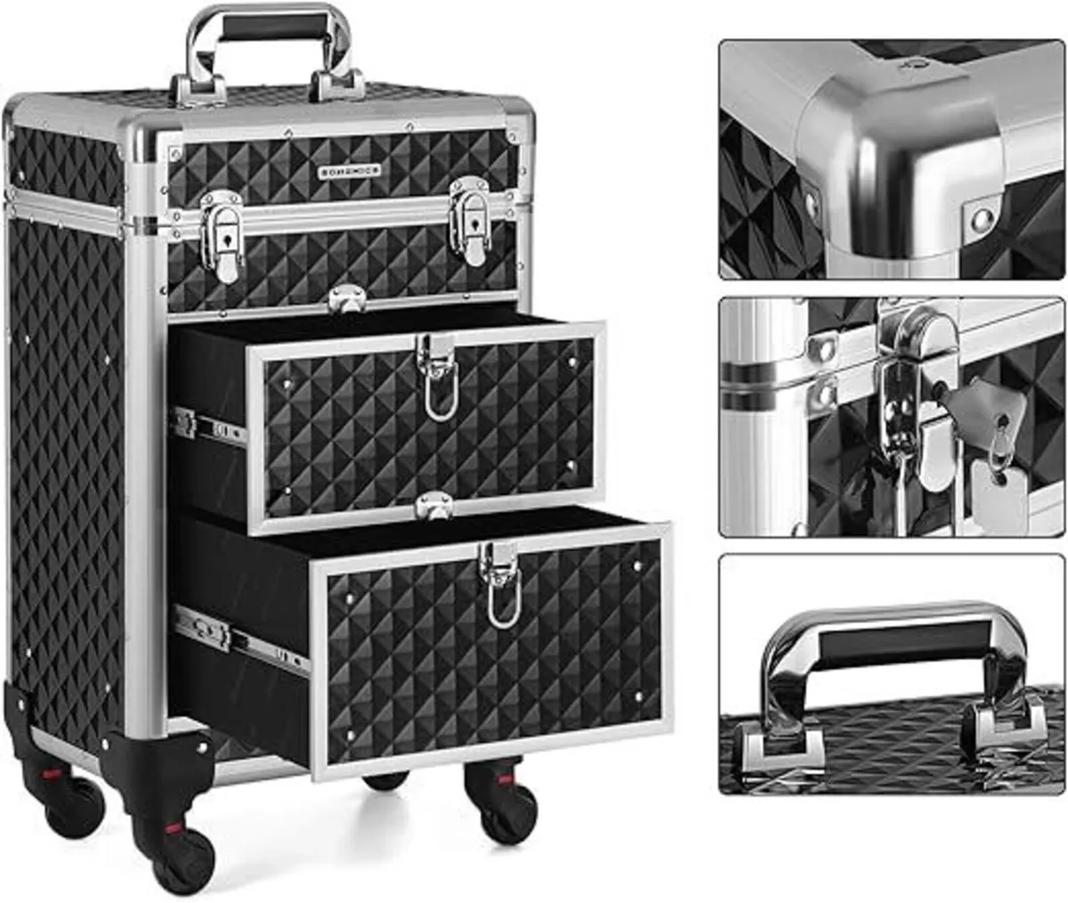 Songmics Trolley Hand Makeup Cosmetic Box Case - Image 4