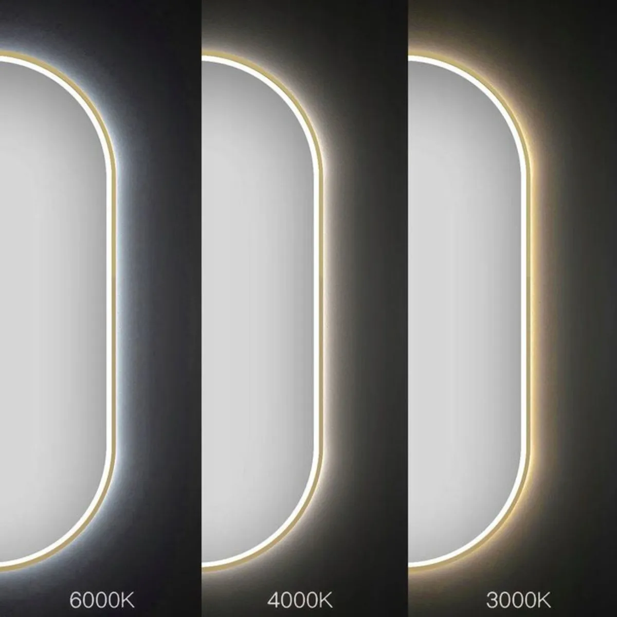 LED Bathroom Mirror Oval Gold Frame Antifog Fog - Image 4